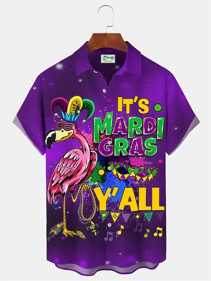 2024 Men's Mardi Gras Shirt 3D Print Short Sleeve Casual Shirts Streetwear Loose Plus Size Mens Hawaiian Shirts Tops T-Shirt Lootquake LLC