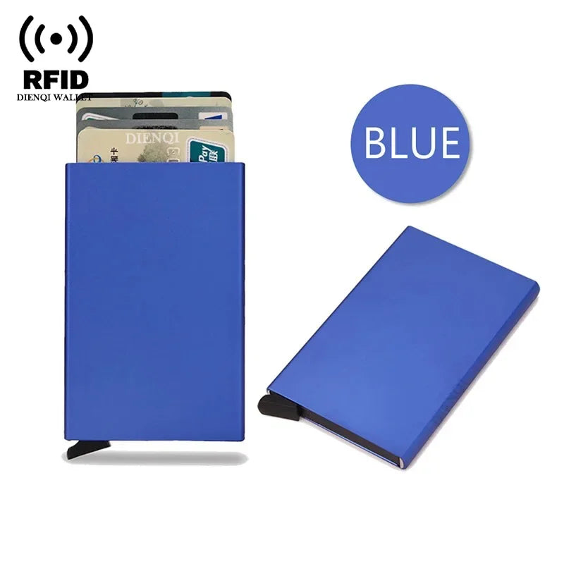 Rfid Credit Card Holder Metal Thin Slim Smart Wallet Men Women Wallets Pop Up Minimalist Small Black Purse Mini Walets for Men Lootquake LLC
