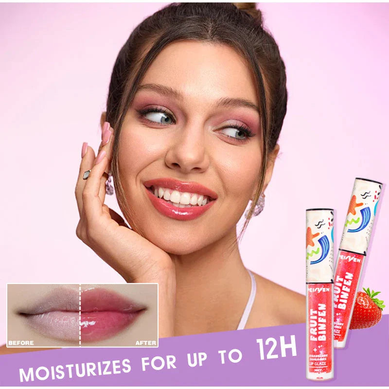 3pcs Oil Painting Lip Gloss Set,Mirror Water Glow Moisturizing Brighten Lipstick,Hydrating Nourishing Fruit Flavor Lip Care Balm