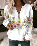 Women's Hoodies Women Fashion Floral Hoodies Flower Painting Sweatshirt Zip Up Hoodie Oversized Sudaderas Harajuku Coats Elegant Lootquake LLC