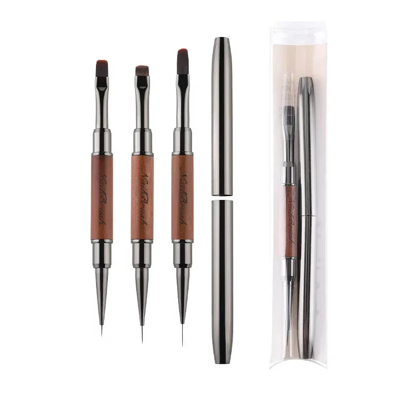 New Dual-ended Nail Brush Acrylic Nail Art Brushes Professional UV Gel Nail Polish Liner Flower Painting Drawing Manicure Tools Lootquake LLC