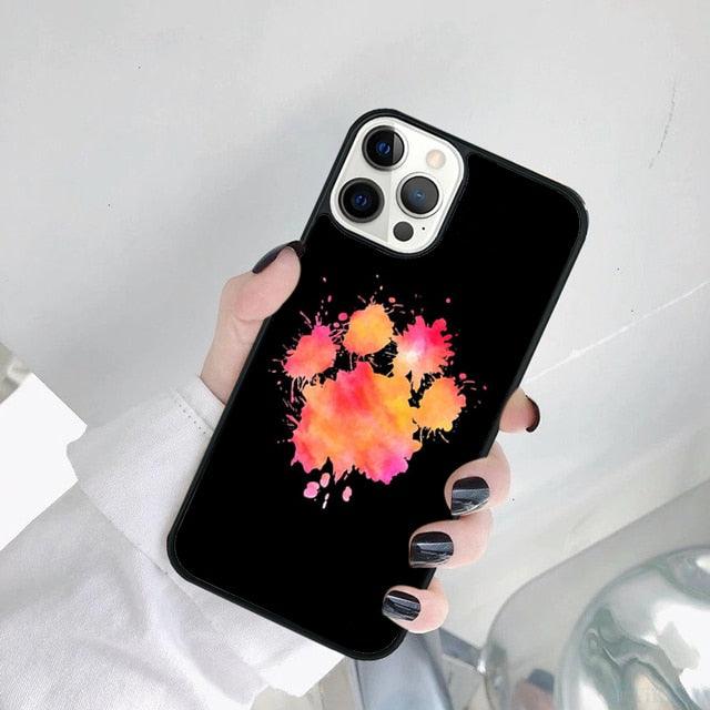 Dog Foot Print Colorful Pattern Phone Case For Iphone 14 Se 2020 Xr Xs 11 12 13 Mini Pro Max 6 7 8 Plus  Ultra Designer Printed Hard Back Case Stevvex