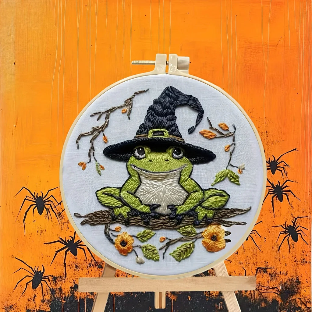 Halloween-themed pattern hand-embroidery DIY set material package, the set includes needles, threads, embroidery strips, and an Lootquake LLC