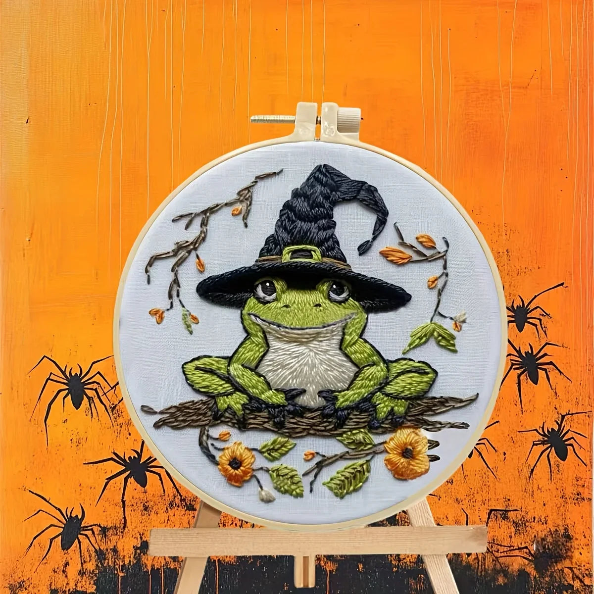 Halloween-themed pattern hand-embroidery DIY set material package, the set includes needles, threads, embroidery strips, and an Lootquake LLC