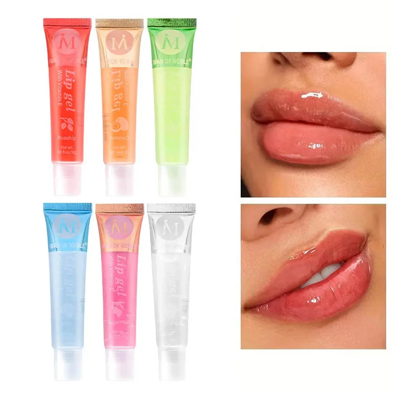 6pcs Fruit Moisturizing Lip Gloss Oil,Transparent Lipstick,Ve, Rosehip,Argan,Peppermintaloe,Coconut Flavor Lip Gel,Long Lasting Lootquake LLC