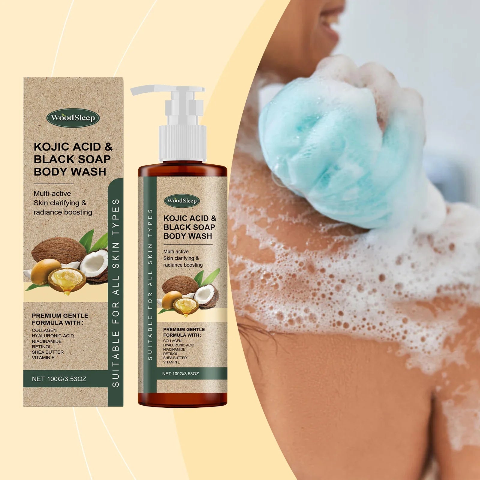 Collagen Shower Gel Brighten Body Lighten Fine Lines Oil Control Lasting Fresh Hydrating Skin Exfoliator Kojic Acid Body Wash Lootquake LLC