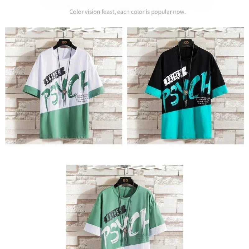 Men Casual T Shirt Letter Printed T-Shirt Hip Hop Y2K Streetwear Fashion Sport Gym Summer Washed Tops Men Clothing Trends 반팔 남자 Lootquake LLC