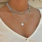 Multilayer Pendant Necklace on Neck Chain Women Crystal Zircon Heart Star Charm Layered Necklace Vintage Female Neck Jewelry Hot