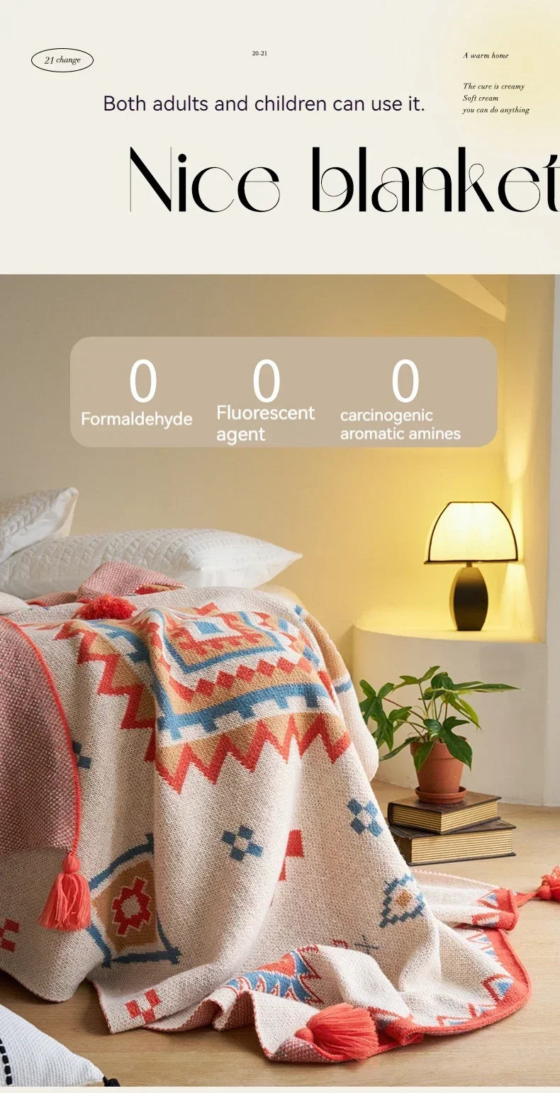 Bohemian Blanket Soft Sofa Cover Summer Blanket Office Nap Blankets Air Conditioning Blankets Knit Blanket For Travel Lootquake LLC