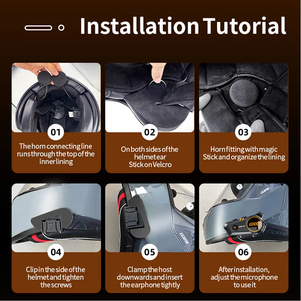 Bluetooth 5.3 Helmet Headset Wireless Hands-free Call Phone Kit Motorcycle Waterproof Earphone MP3 Music Player Speaker for Moto Lootquake LLC