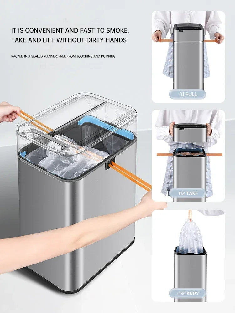 Smart Trash Can 20L 30 40 50 60 Liters Wastebasket Large Kitchen Garbage Cube Home Automatic Stainless Steel Garbage Bin Dustbin Lootquake LLC