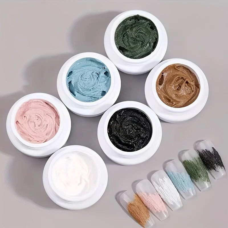 6 Colors Gel Nail Art Plaster Effect 3D Sand Texture No Need Top Coat Gel Polish UV Nail Polish Lacquer Varnish Lootquake LLC