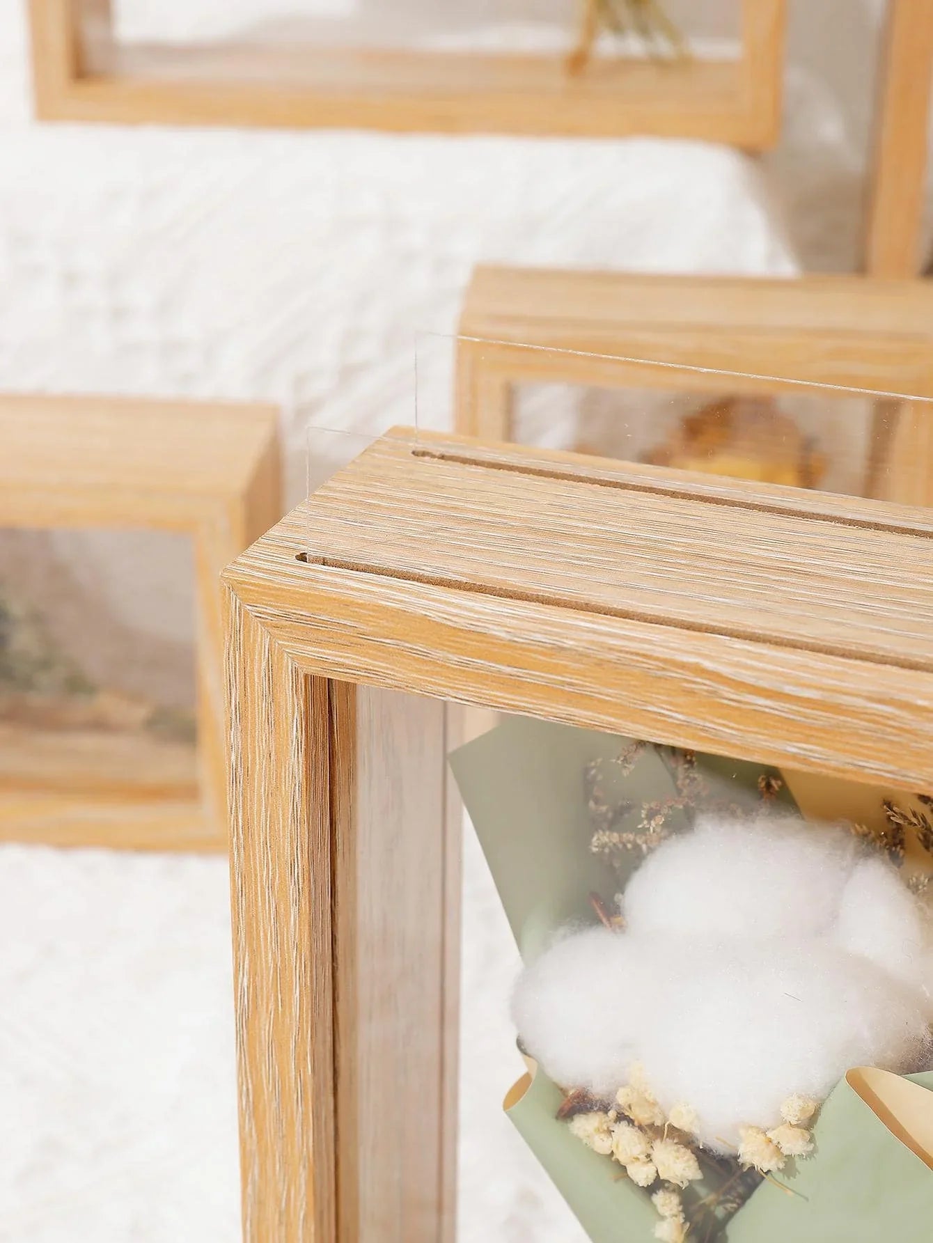 Wood Dried Flower Picture Frame Home Decor Transparent Picture Frame