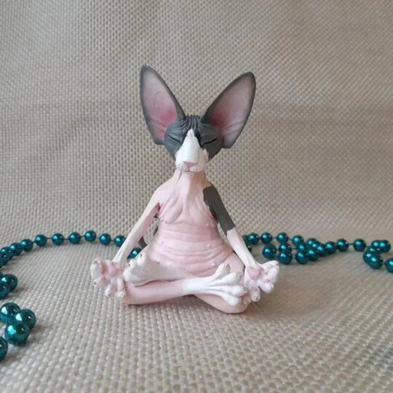 Sphinx Cat Buddha Statue - Meditation Yoga Sculpture for Garden Decor, Fantastical Art & Happy Cat Ornament Lootquake LLC