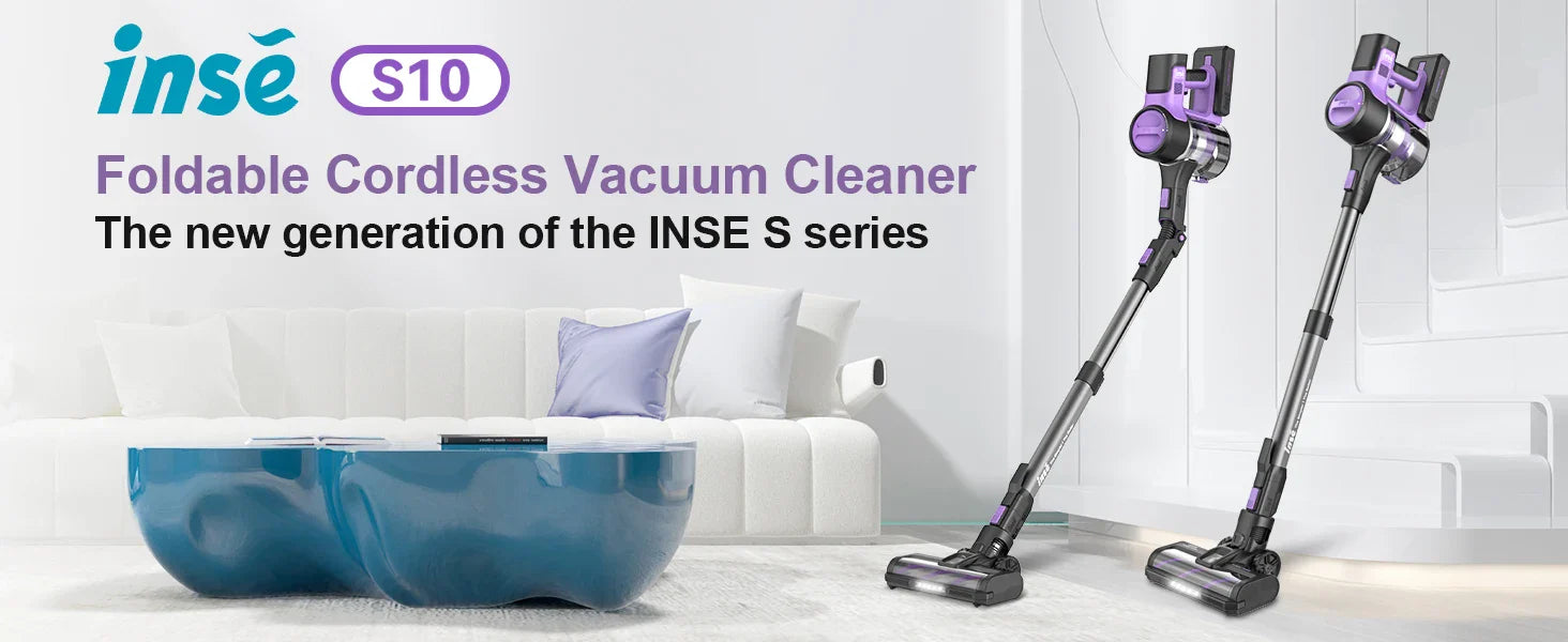 INSE S10 Cordless Vacuum Cleaner, 6-in-1 Stick Vacuum with 30Kpa 350W Suction, Max 50 Min Runtime Rechargeable Vacuum for Home