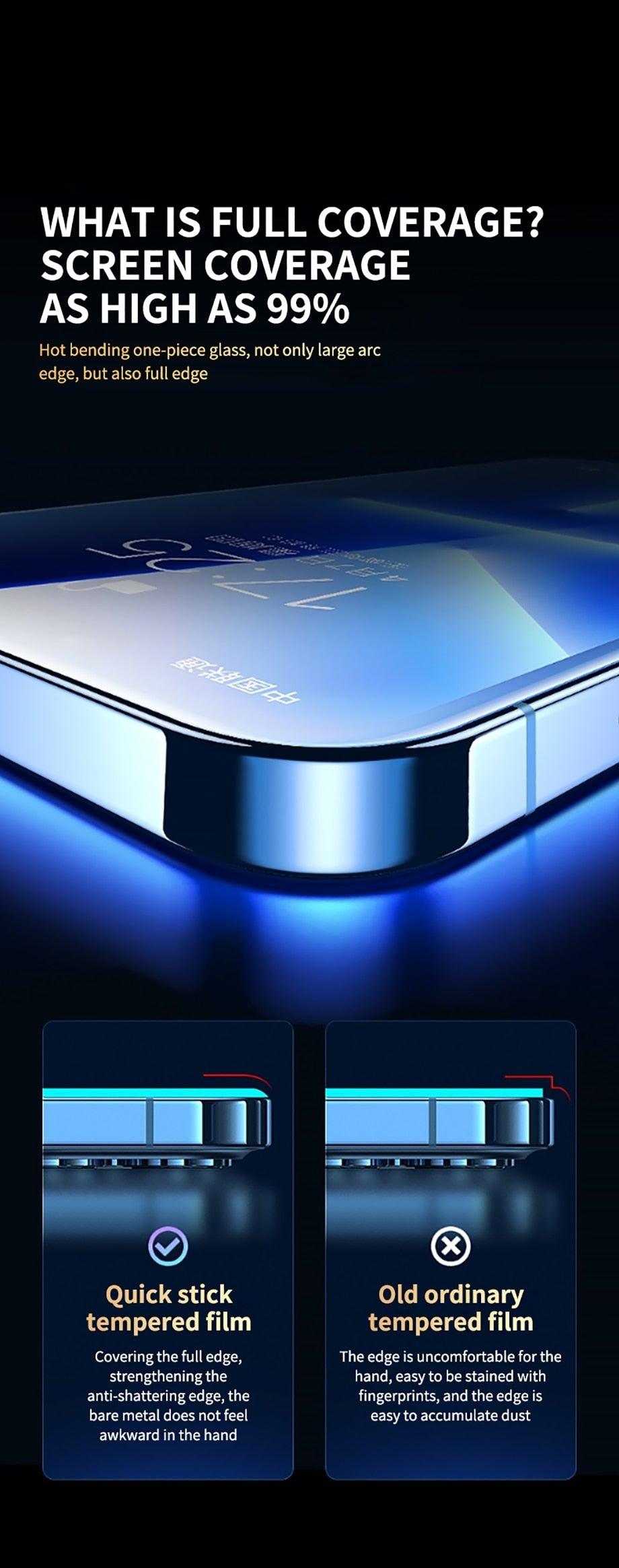 8K HD Anti Peeping Luxury Fast Install Full Cover Glass Screen Protector For iPhone 14 13 12 11 PRO MAX MINI X XS 9H Hardness Tempered Glass Scratchproof Shatterproof Bubble Free Screen Protector For iPhone Stevvex