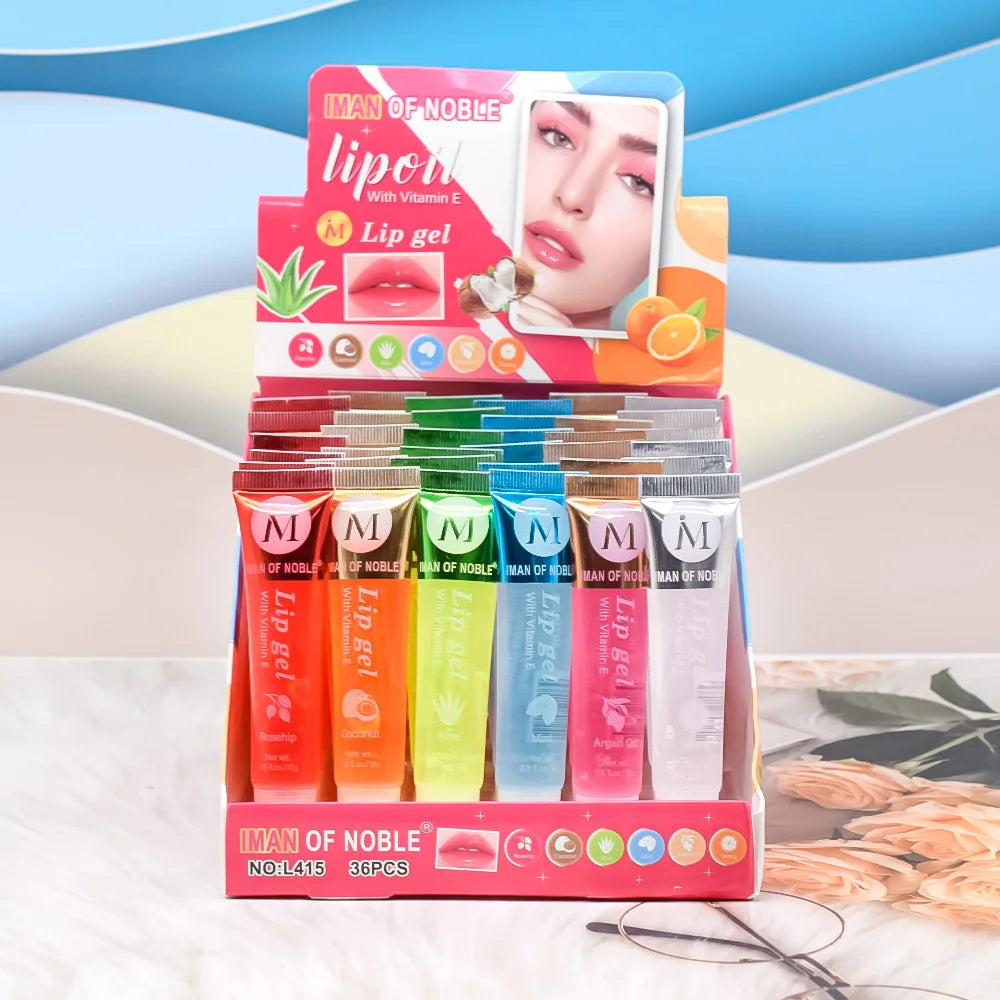 6Pcs Fruity Flavor Watery Glossy Lip Gloss Set Clear Lip Gel Hydrating Moisturizing Lip Gloss Women Lips Makeup Wholesale Lootquake LLC