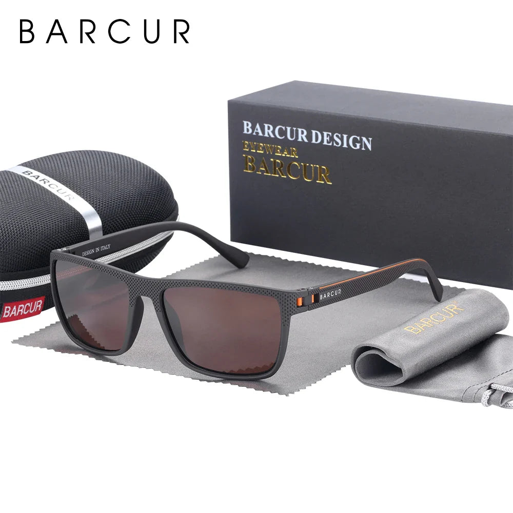 BARCUR Sports Polarized Sunglasses for Men Lightweight TR90 Square Fishing & Travel Eyewear UV400 Protection Men Accessory Stevvex