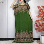 2024 Latest Muslim Sets Women Clothing Cotton Floral Loose Dashiki Long Dress African Abaya Dubai Traditional Islamic Clothing