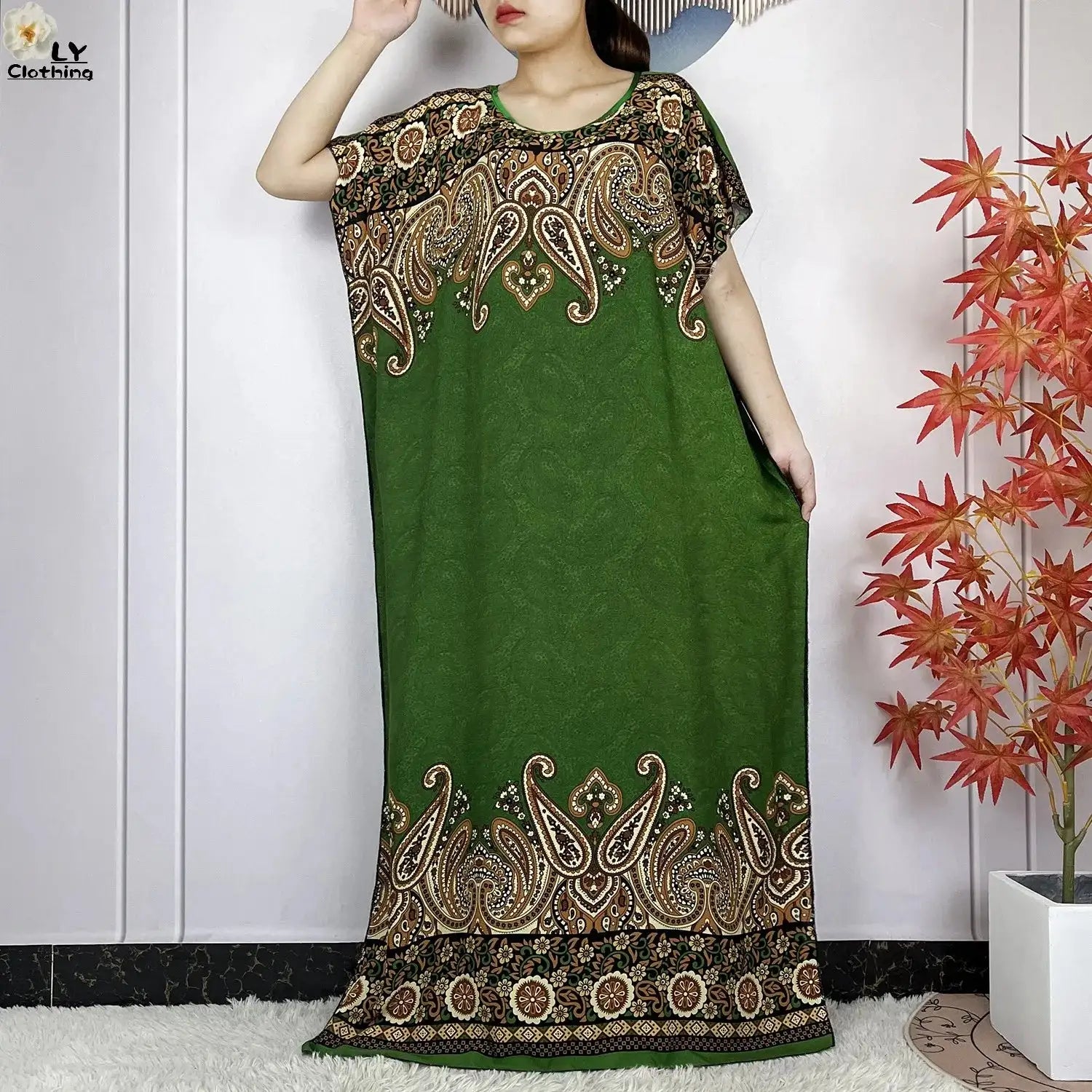 2024 Latest Muslim Sets Women Clothing Cotton Floral Loose Dashiki Long Dress African Abaya Dubai Traditional Islamic Clothing