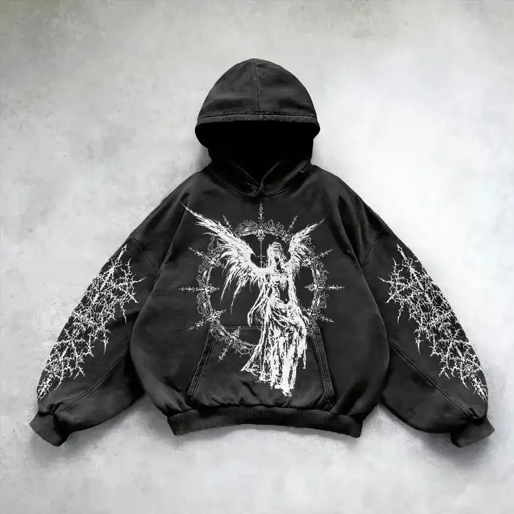 Harajuku hoodie dark punk print hoodies women oversized sweatshirt goth new couples y2k tops goth streetwear gothic clothes Lootquake LLC