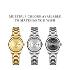 Women's Stainless Steel Watch Black Dial Dual Calendar