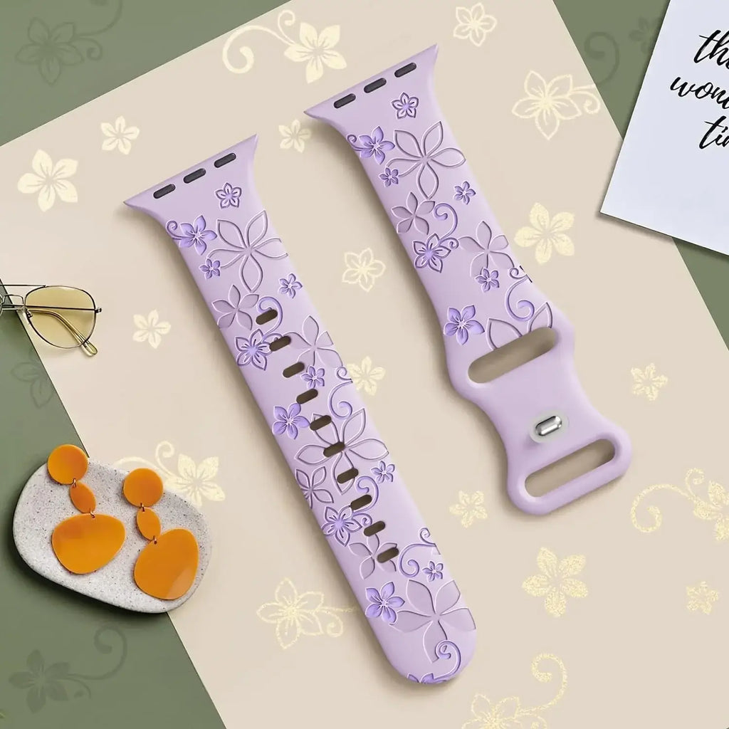 Apple Watch Silicone Band - Durable Floral Design Strap - SJB-DIAMOND ELITES