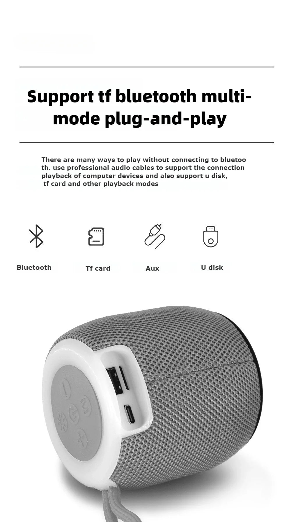 Outdoor portable wireless Bluetooth speaker, subwoofer, car and home with colorful lights, atmospheric small mini speaker Lootquake LLC