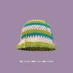 Handmade Knitted Bucket Hat - Cotton Boho Print - All-Season Stretchy Fit