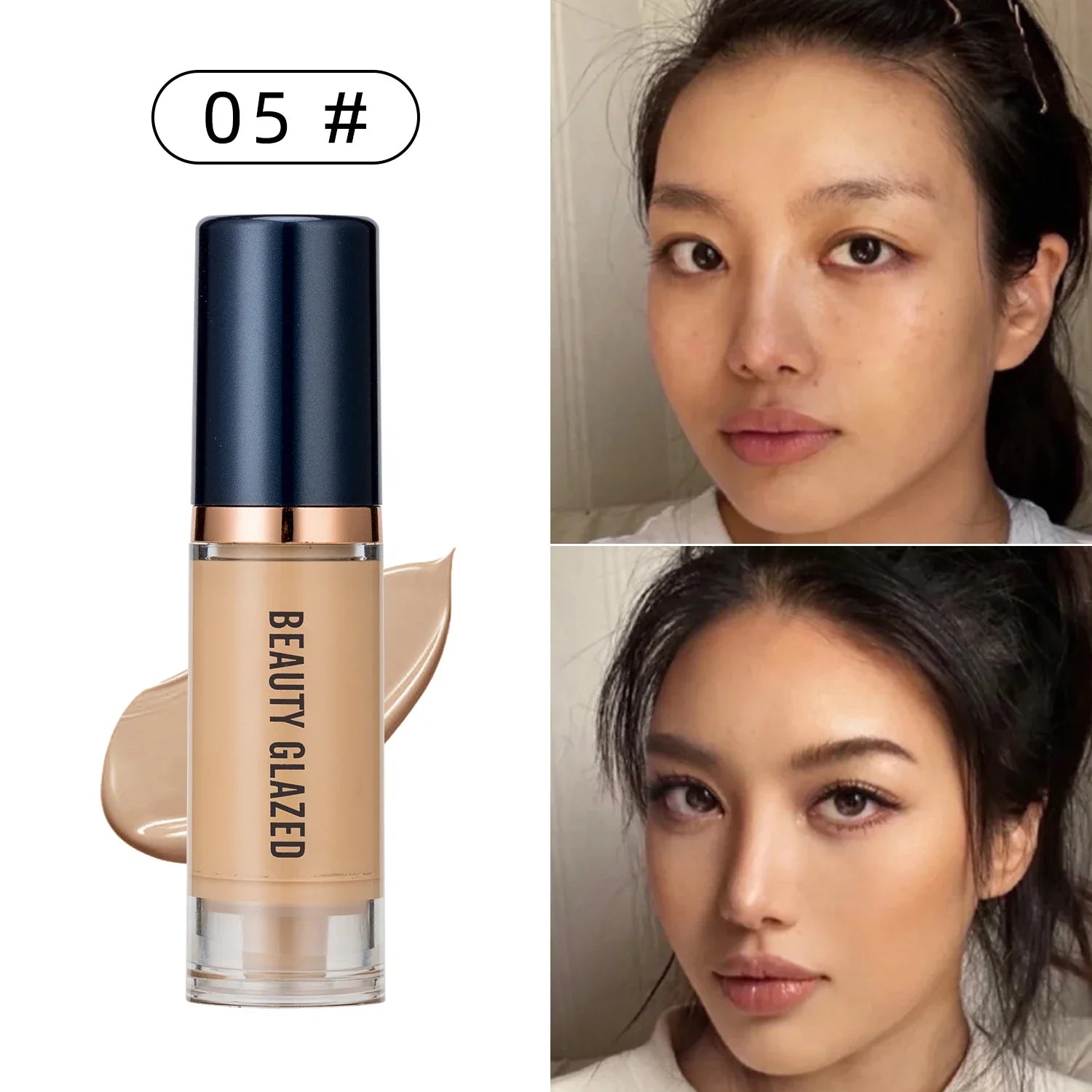 BEAUTY GLAZED 6 Color Liquid Foundation,Full Coverage, Long-Lasting, Waterproof, Natural Effect,Hydrating Lootquake LLC