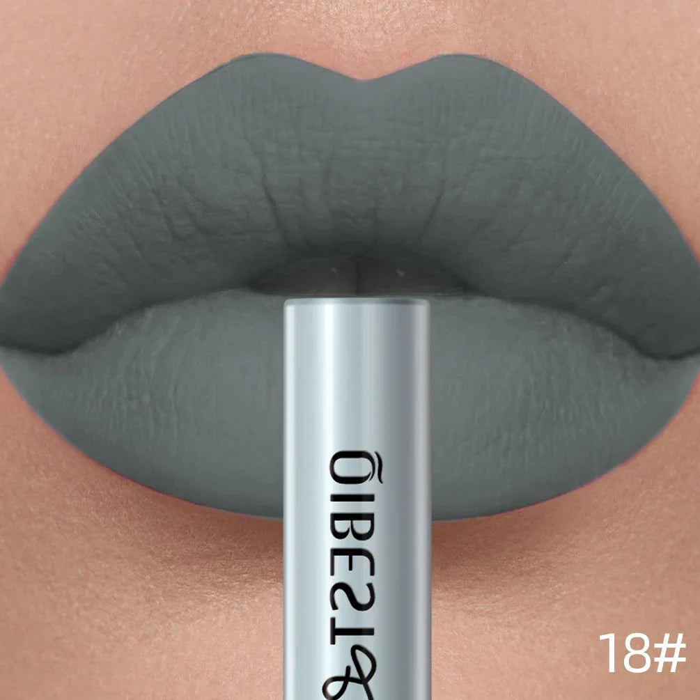QIBEST Matte Liquid Lipstick Waterproof Long Lasting Velvet Lip Gloss Tint Tube Matte Nude Pigment Red Lipgloss Lips Makeup