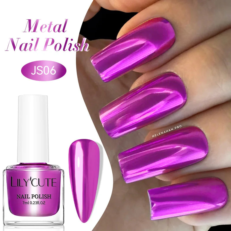 LILYCUTE 7ML Super Bright Gold Metallic Nail Polish No Need Lamp Quick Dry French Style Glass Bottle Manicure Nail Art Varnish Lootquake LLC