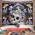 1pc Skeleton mushroom pattern tapestry, moon sun mandala tapestry, room decoration wall hanging Lootquake LLC