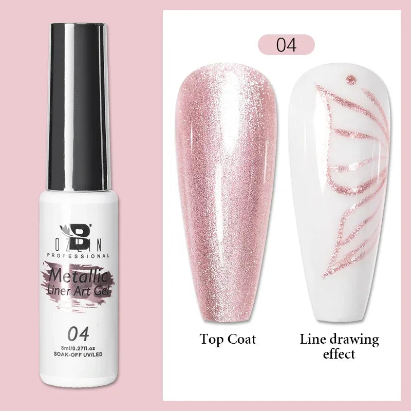 5ML Gold Silver Metallic Liner Paint Gel Polish Chrome Mirror Metal Effect Super Bright French UV LED Semi Permanent Nail Gel Lootquake LLC