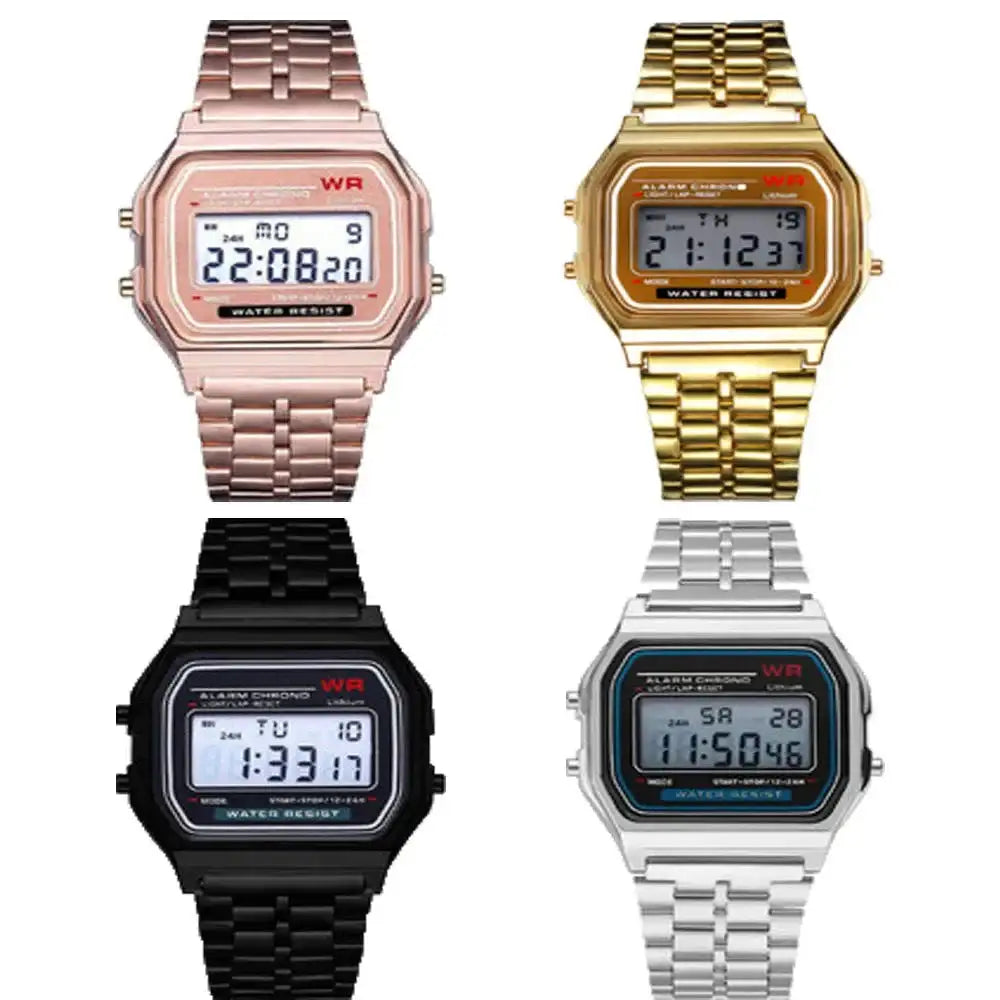 Fashionable and Classic Square Electronic Watch, Same Style for Men and Women, Couple Style Electronic Watch Steel Band A159, Ge