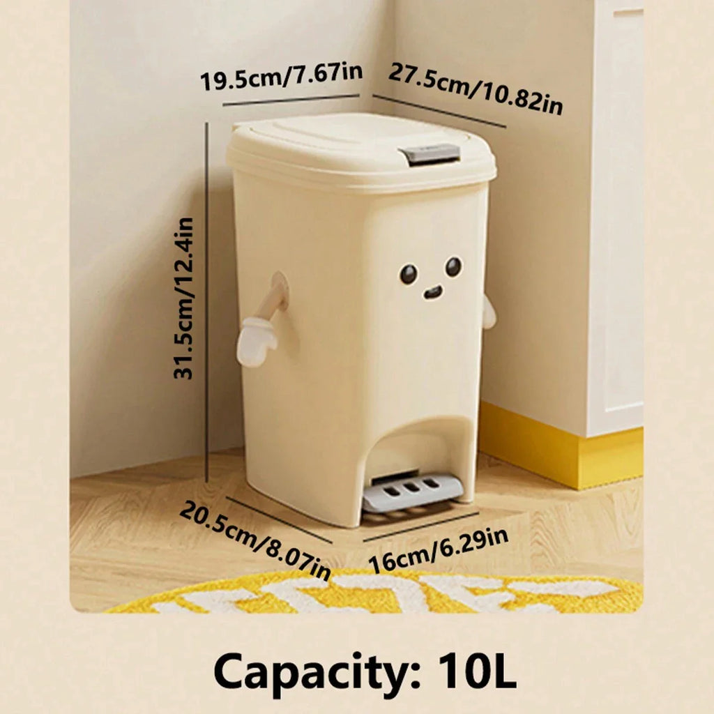 Large Capacity Trash Can Cute Creativity Non-slip Bottom Strong Bearing Capacity Garbage Bucket Square Dustbin Kitchen Lootquake LLC