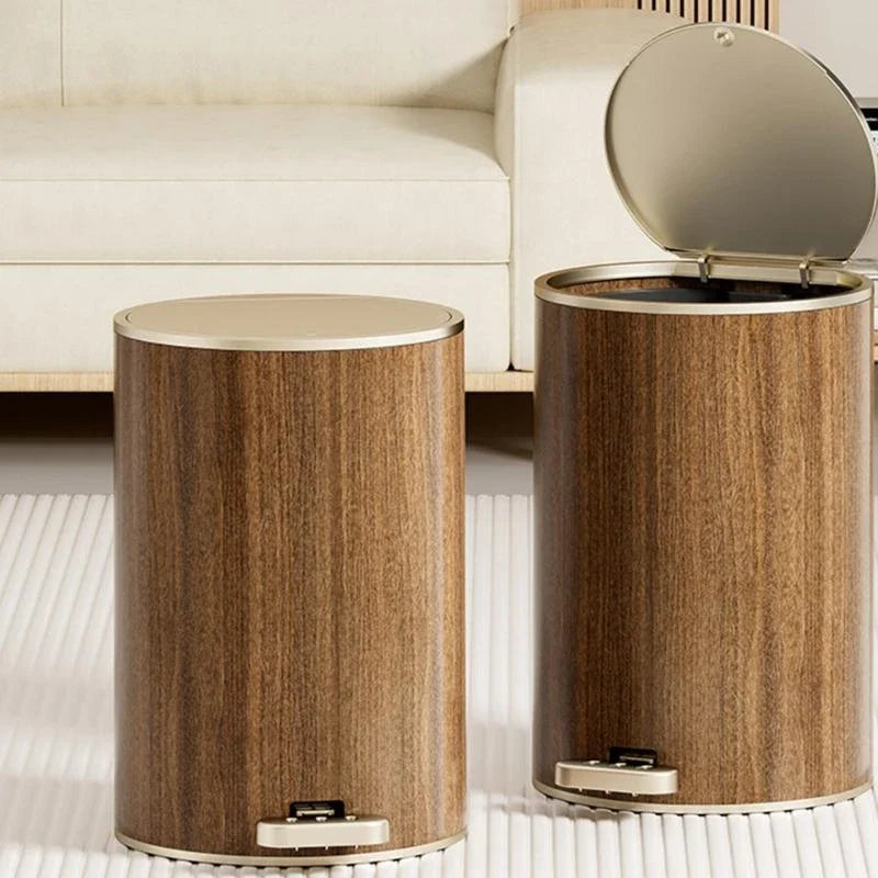 Trash Can Grained Rubbish Bin Sealed Trash Can with Lid Stable Base .Y1QB