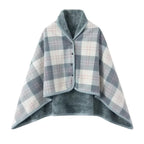 Thick Plaid Blanket Warm Winter Wearable Blanket Adults Office Travel Soft Fleece Throw Blankets With Button Home Shawl Lootquake LLC