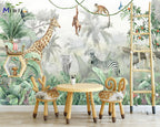 Milofi custom watercolor jungle nursery 3d wallpaper wall mural for kids nursery room 3d animal wallpaper sticker art deco