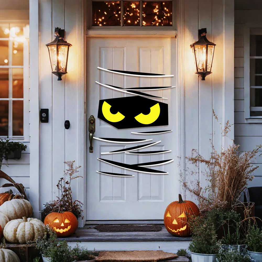 Halloween decorations room door stickers window decor skeleton hand pumpkin DIY window stickers ghost devil witch hat decor