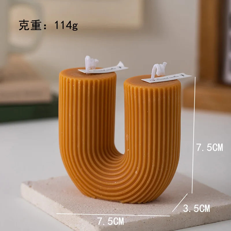 U Shaped Candle Scented Candles Ribbed Aesthetic Home Decorative Candles Smokeless Personalized Candles Guest Gift Lot Lootquake LLC