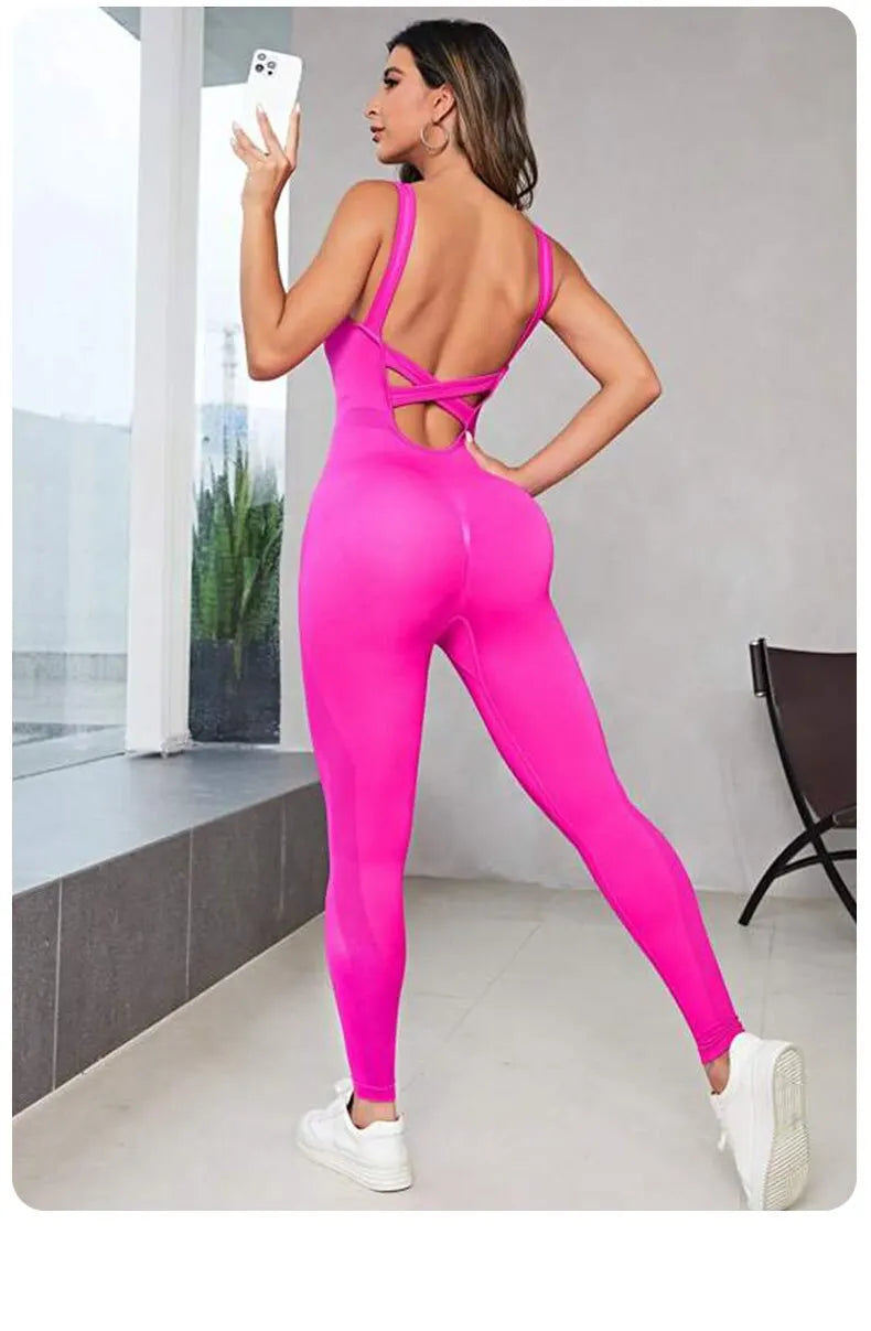 FlexiFit Backless Bodycon Yoga Jumpsuit THRIXINE