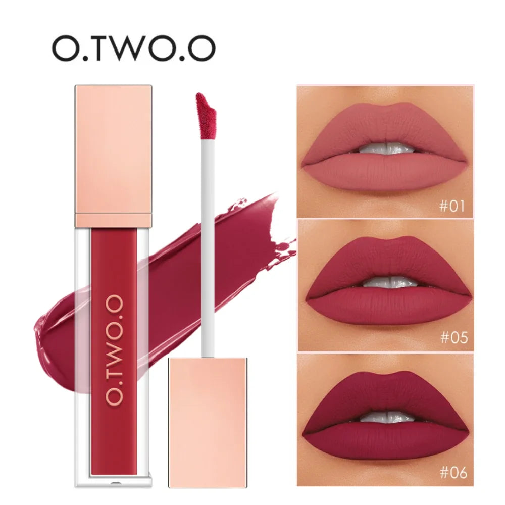 O.TWO.O 12 Color Liquid Lipstick Matte Finish Sexy Silky Lip Gloss Waterproof Kiss-proof Lasting Lip Glaze Lip Tint Cosmetics Lootquake LLC