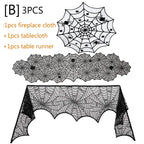 Halloween Decorations Set Spider Web Table Runner Fireplace Scarf Cover Tablecloth 3D Bats Wall Stickers Halloween Party Decor Lootquake LLC