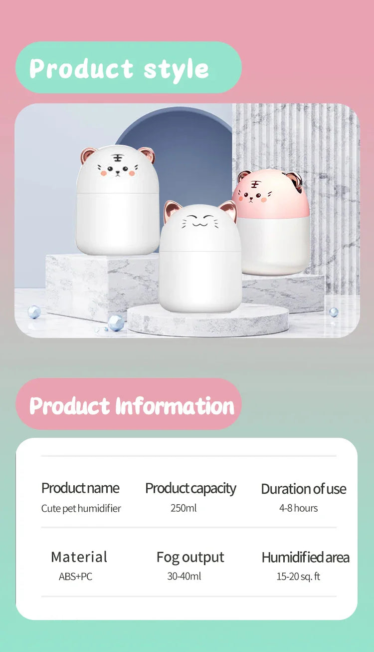 Cute Pet Humidifier Mini Office Desktop Air Conditioning Room Air Humidification Usb Small Household Heavy Fog Spray