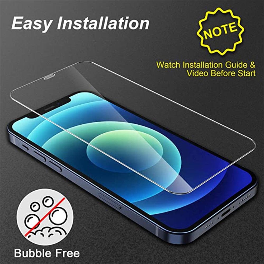 4PCS Tempered Glass for iPhone 11 12 13 Pro XR X XS Max Screen Protector on for iPhone 14 Pro Max Mini 7 8 6 6S Plus 5S SE Glass Tempered Glass Pad Full Screen Screen Protector Stevvex
