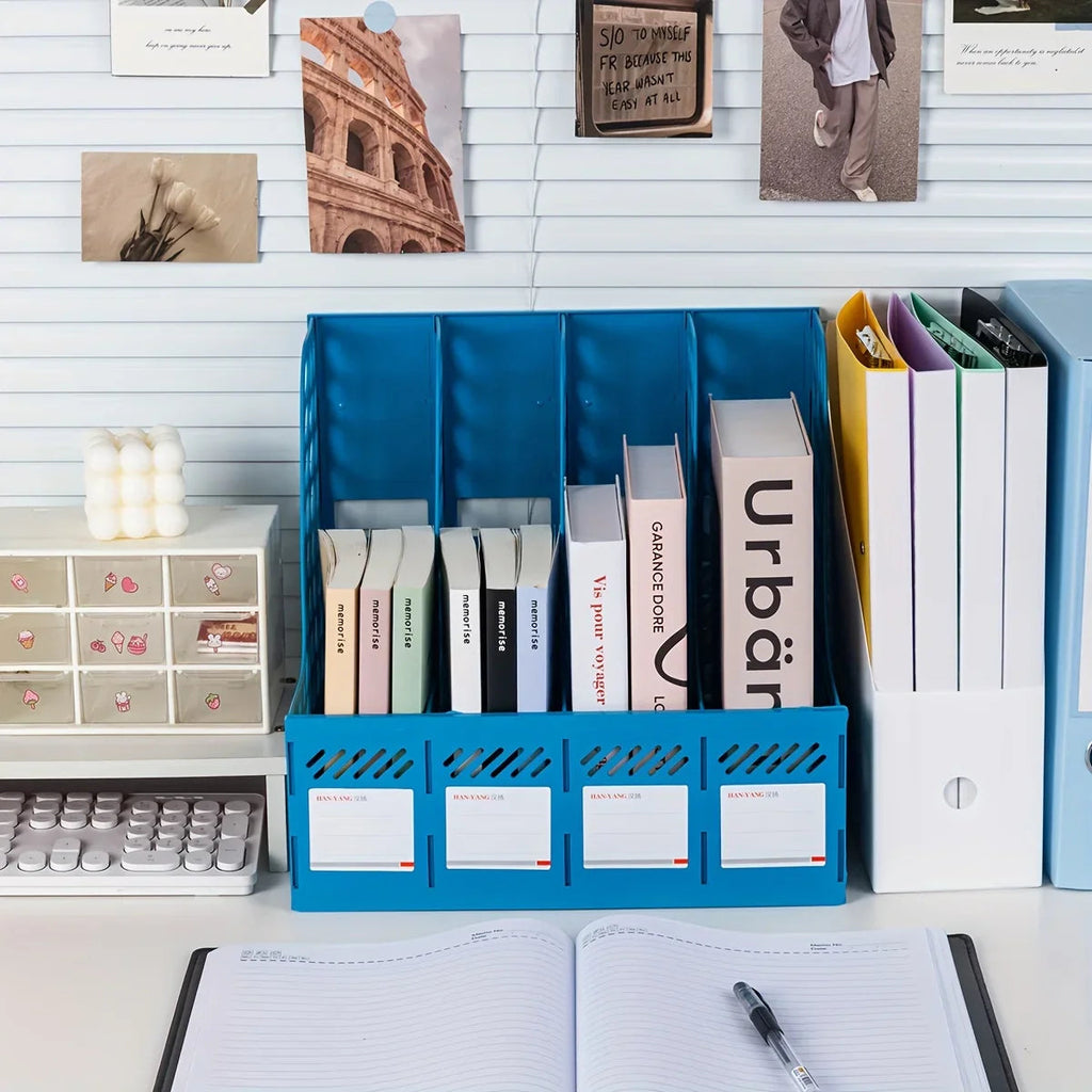 Detachable A4 Document Organizer - Desktop Bookshelf & File Holder, Durable PP Material, Office Supplies Storage Rack Lootquake LLC