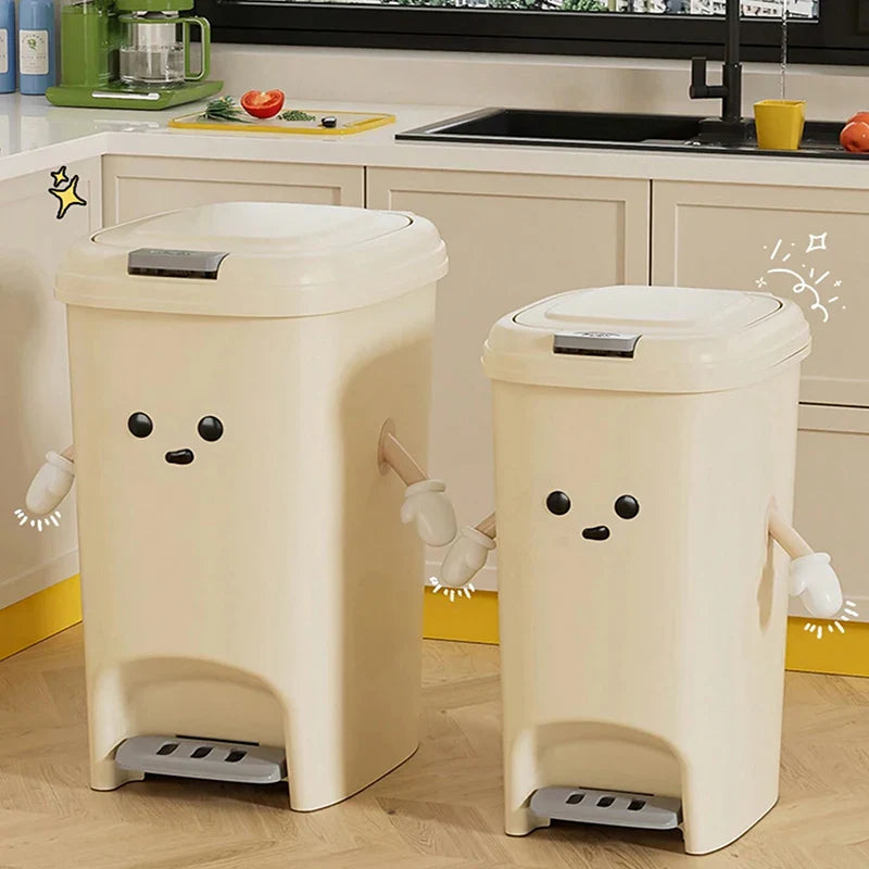 Large Capacity Trash Can Cute Creativity Non-slip Bottom Strong Bearing Capacity Garbage Bucket Square Dustbin Kitchen Lootquake LLC