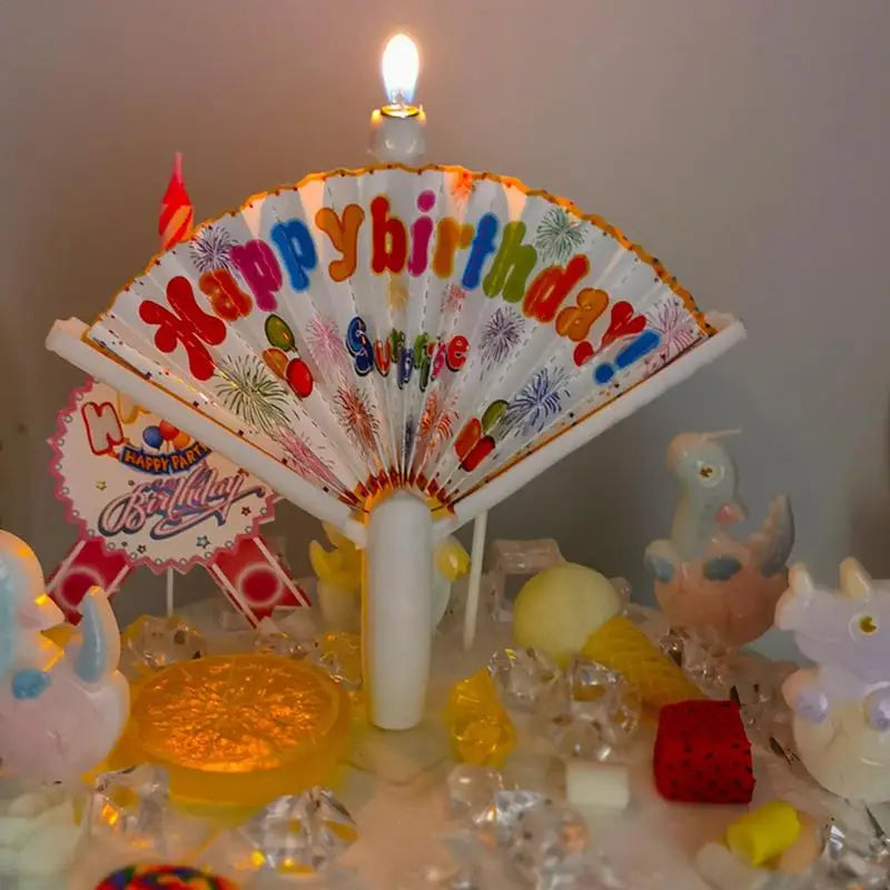 Happy Birthday Candle Fan-Shaped Birthday Candle Supplies Birthday Cake Candle Decor Funny Candles for Decorating Birthday Theme Lootquake LLC