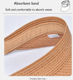 Spring and Summer Women's Outdoor Sunshade  Straw Hat Fashion Empty Top  Duck Tongue Hat Big Brim Cap G37